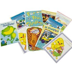 Easter Greeting Cards Grandson LOT 10 Assorted Duckling Frog W/Envelopes New